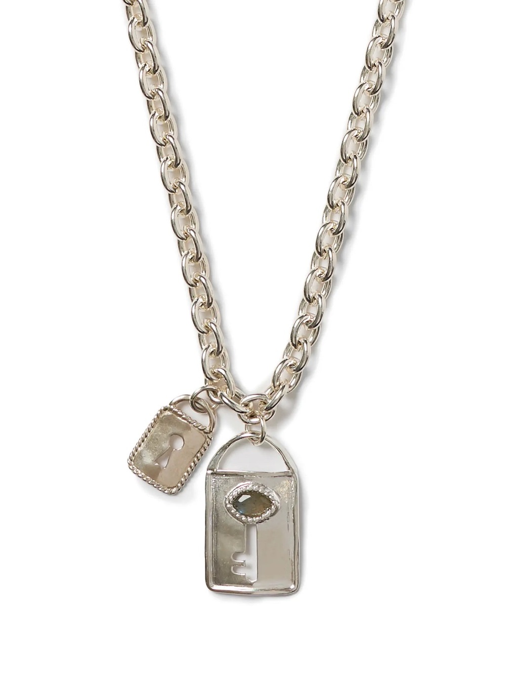 Chan Luu Silver-Tone Link Necklace with Eye and Tag Charms